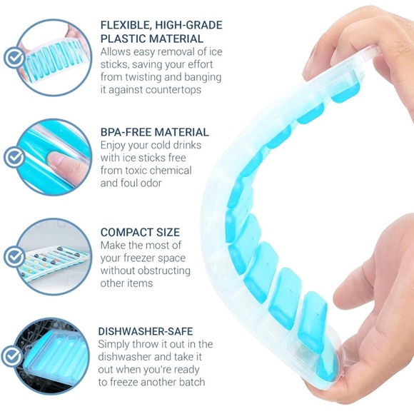 *NIP* 3 Pack Ice Stick/Cube Tray, Thin & Long for Sports/Water Bottles Silicone - Picture 3 of 12